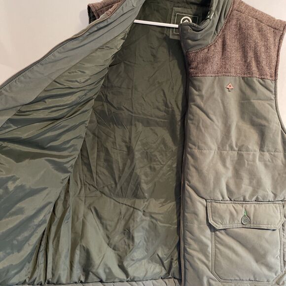 LRG Lifted Research Quilted Puffer Vest Green Wool Blend‎ Houndstooth Men 2XL - Picture 8 of 11